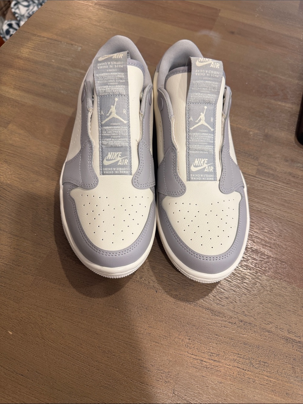 Nike Women’s Air Jordan 1 Retro Low-Top Slip on Sneakers — White & Light Gray